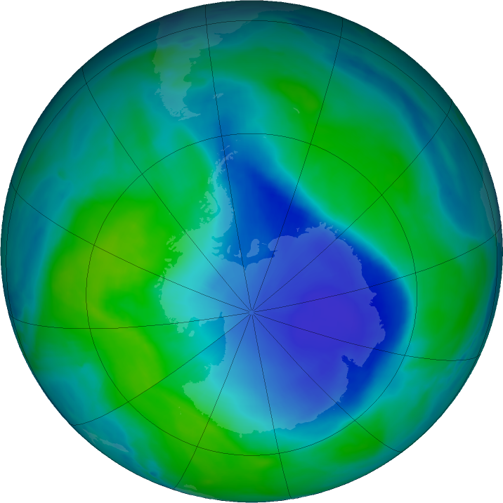 Antarctic ozone map for 18 December 2020